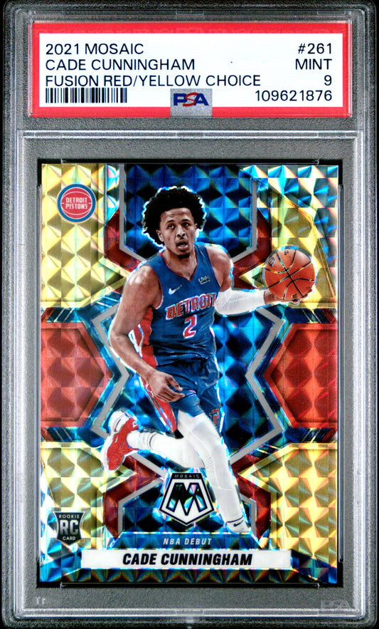 Cade Cunningham 2021 Panini Mosaic Fusion Red/Yellow Choice #63/88 PSA 9 Mint