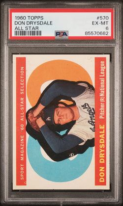 Don Drysdale 1960 Topps All-Star #570 PSA 6 Ex-Mint