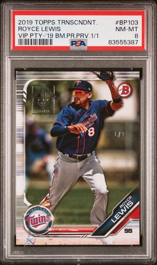 Royce Lewis 2019 Topps Transcendent VIP Bowman 1/1 PSA 8 NM-MINT