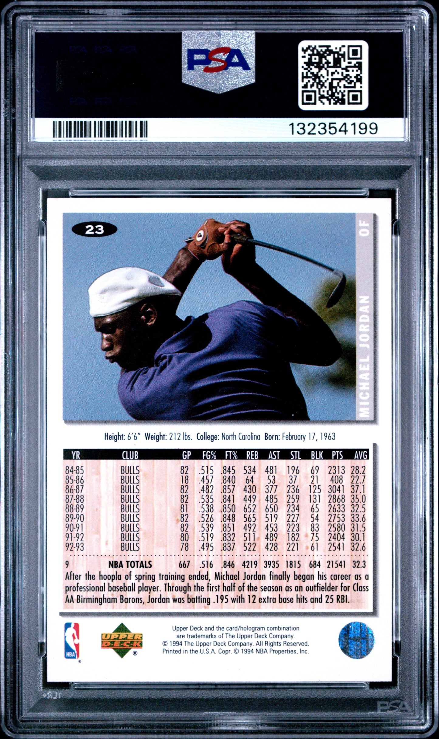 Michael Jordan 1994 Upper Deck Collectors Choice #23 Gold Parallel PSA 8 Nm-Mint