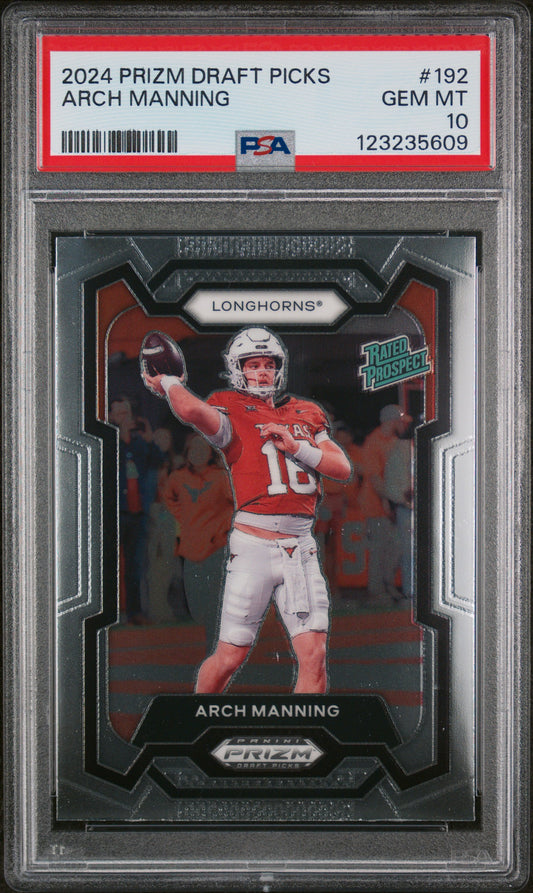 Arch Manning 2024 Panini Prizm Draft Picks #192 PSA 10 Gem Mint