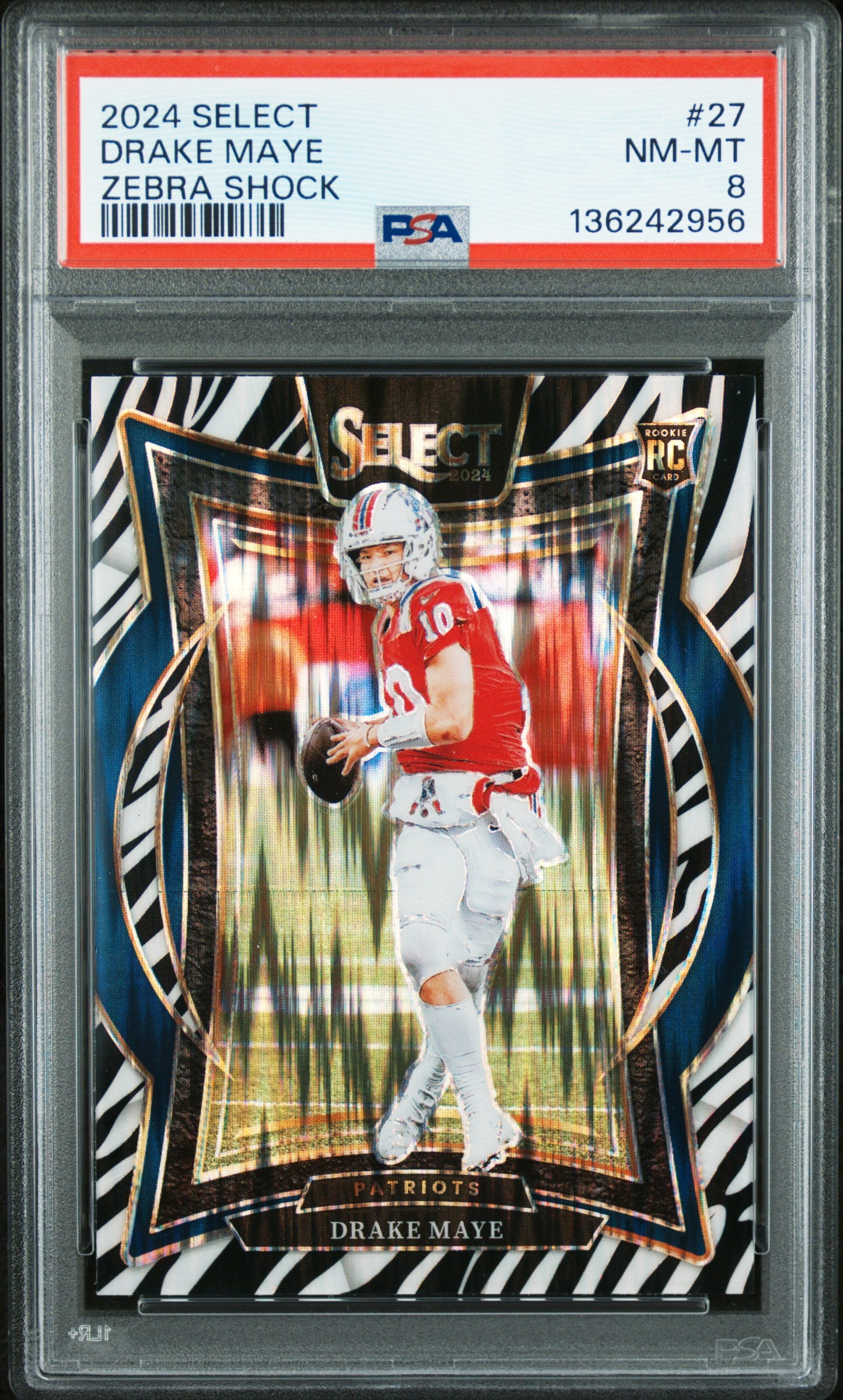 Drake Mays 2024 Panini Select Rookie #27 Zebra Shock PSA 8 Nm-Mint