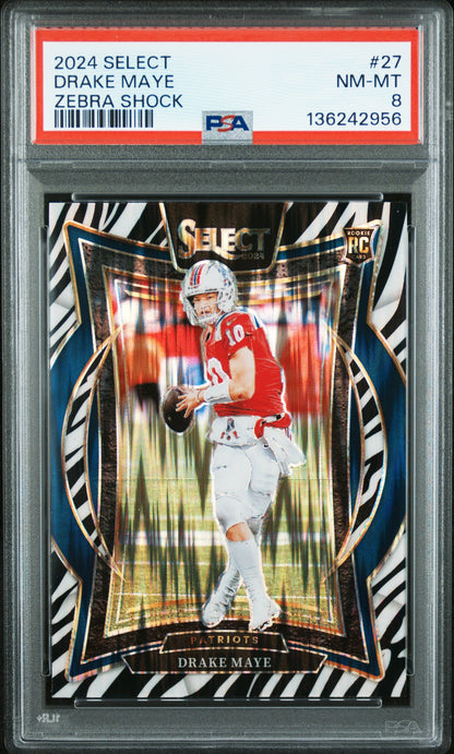 Drake Mays 2024 Panini Select Rookie #27 Zebra Shock PSA 8 Nm-Mint