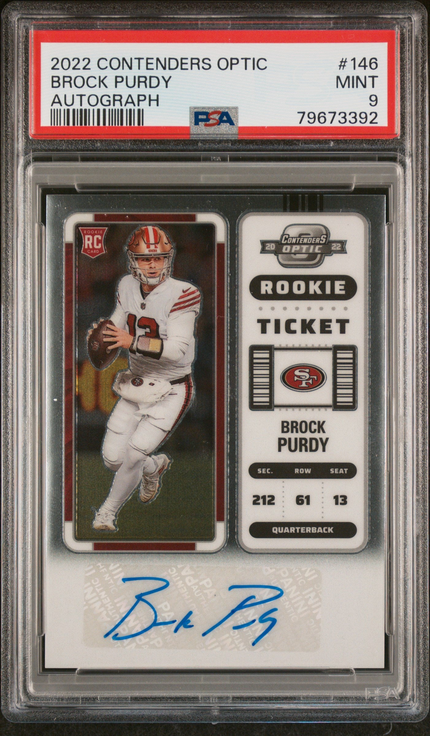 Brock Purdy 2022 Contenders Optic Rookie Autograph PSA 9 Mint 3392