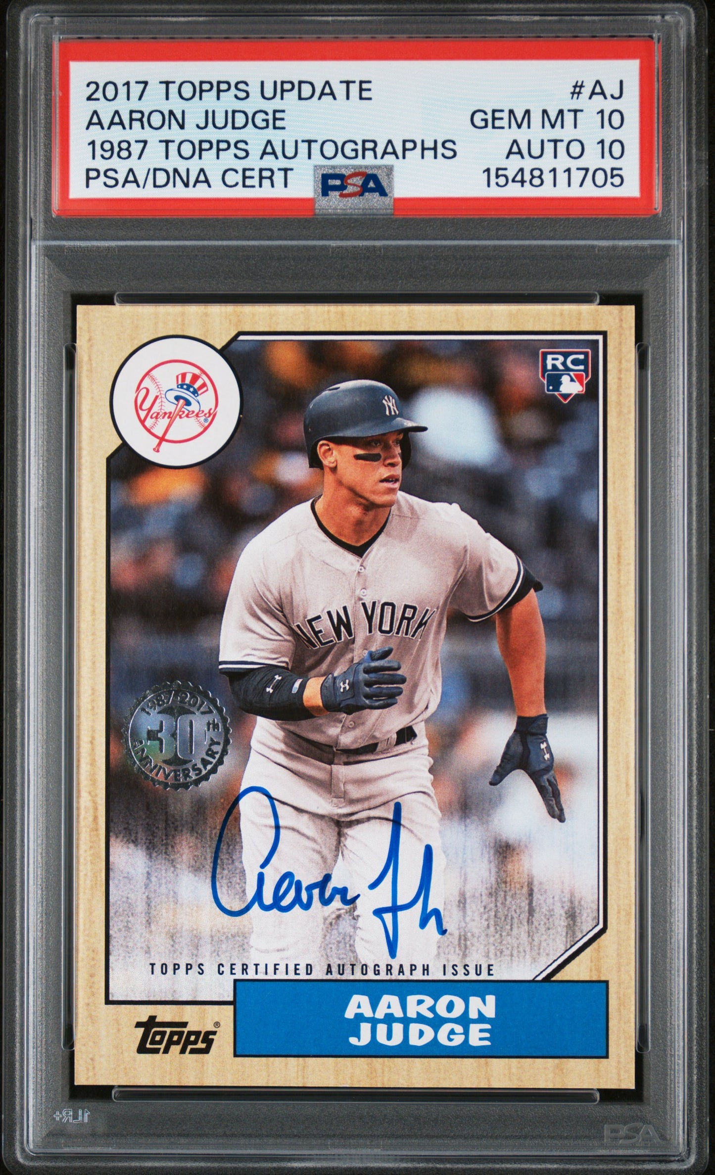 Aaron Judge 2017 Topps Update 1987 Topps Rookie Auto PSA 10 Auto 10