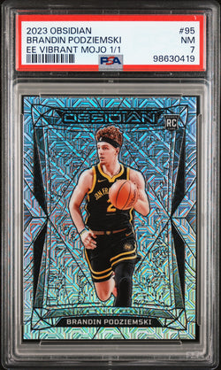 Brandon Podziemski 2023 PAnini Obsidian Electric Etch Vibrant Mojo #1/1 PSA 7 Near Mint