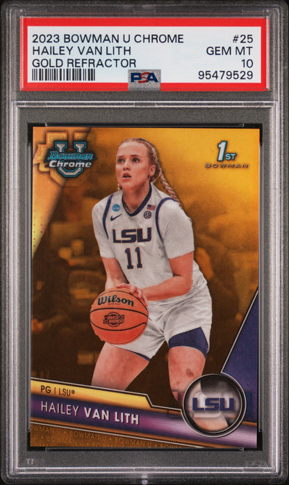 Hailey Van Lith 2023 Bowman Chrome U Gold Refractor #31/50 PSA 10 Gem Mint