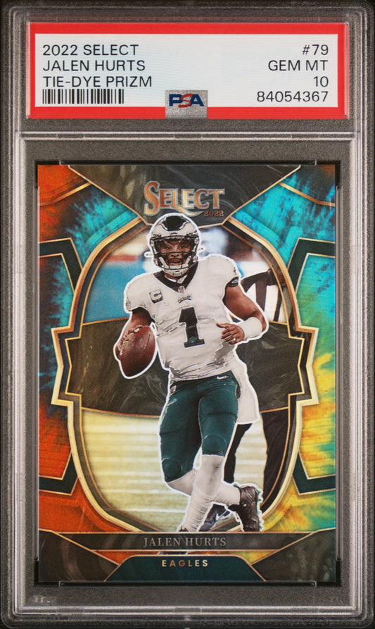 Jalen Hurts 2022 Panini Select #79 Tie-Dye Prizm #4/25 PSA 10 Gem Mint