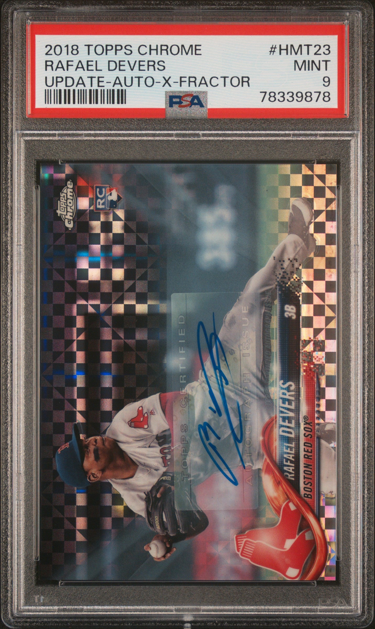 Rafael Devers 2018 Topps Chrome Update X-Fractor Auto #70/125 PSA 9 Mint