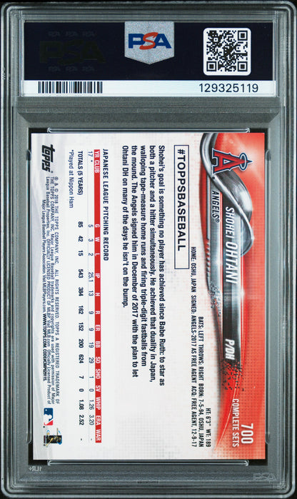 Shohei Ohtani 2018 Topps Complete Set Rookie #700 PSA 9 Mint