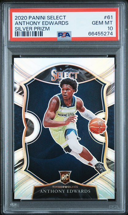 Anthony Edwards 2020 Panini Select Rookie #61 Silver PRizm PSA 10 Gem Mint 5274