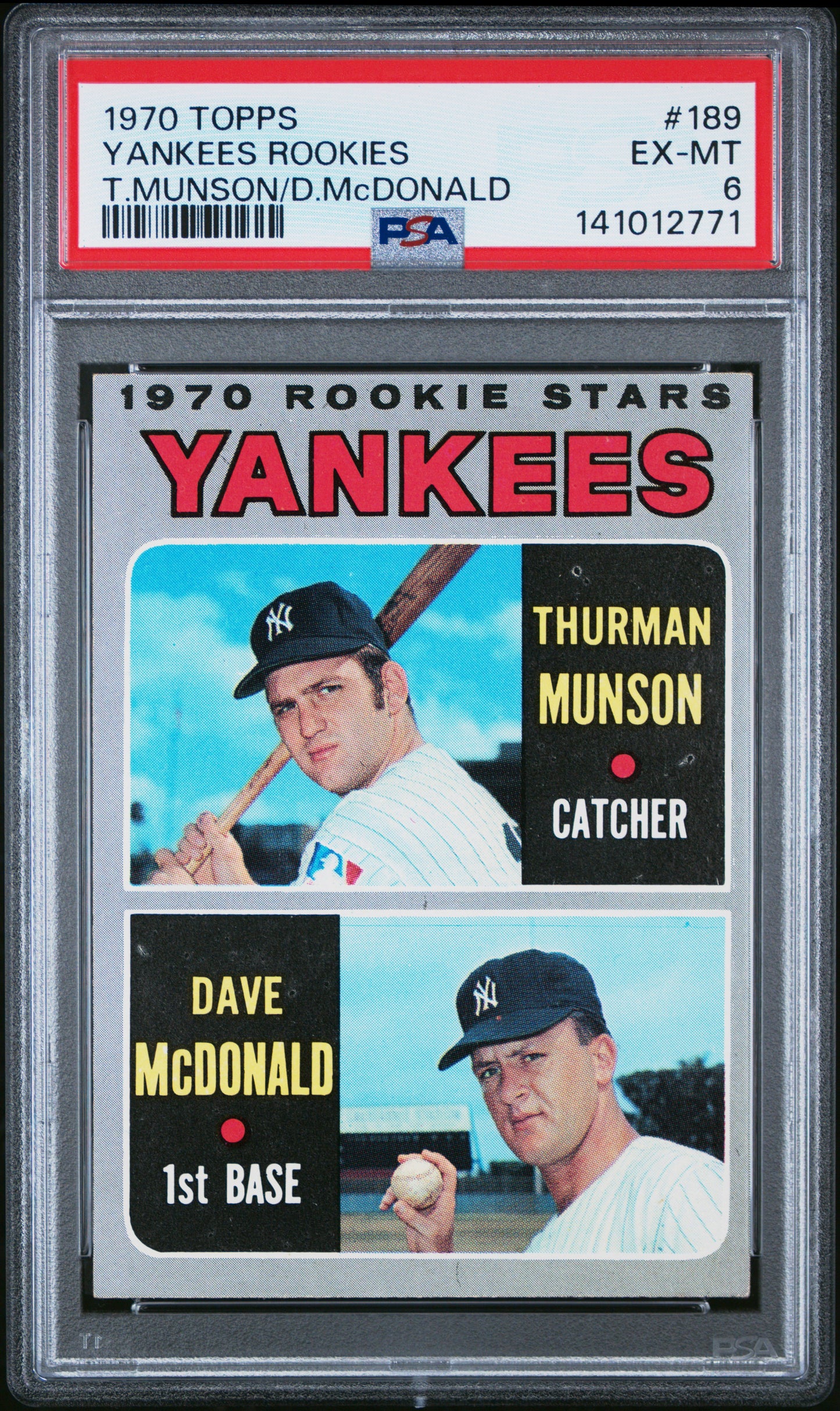 Thurman Munson 1970 Topps Rookie #189 PSA 6 Ex-Mint 2771