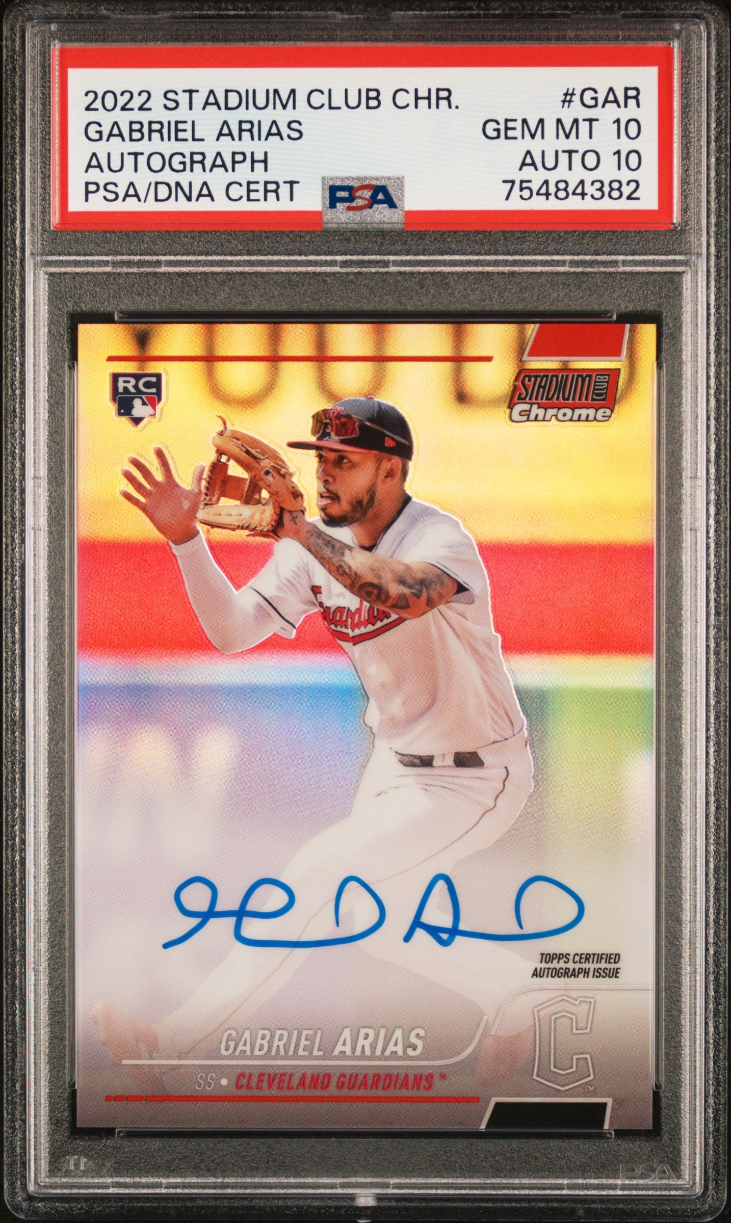 Gabreil Arias 2022 Stadium Club Chrome Red Refractor Auto #3/5 PSA 10 Auto 10