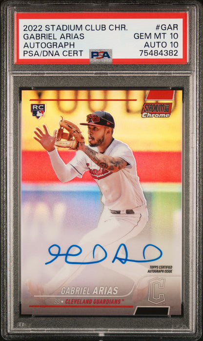 Gabreil Arias 2022 Stadium Club Chrome Red Refractor Auto #3/5 PSA 10 Auto 10