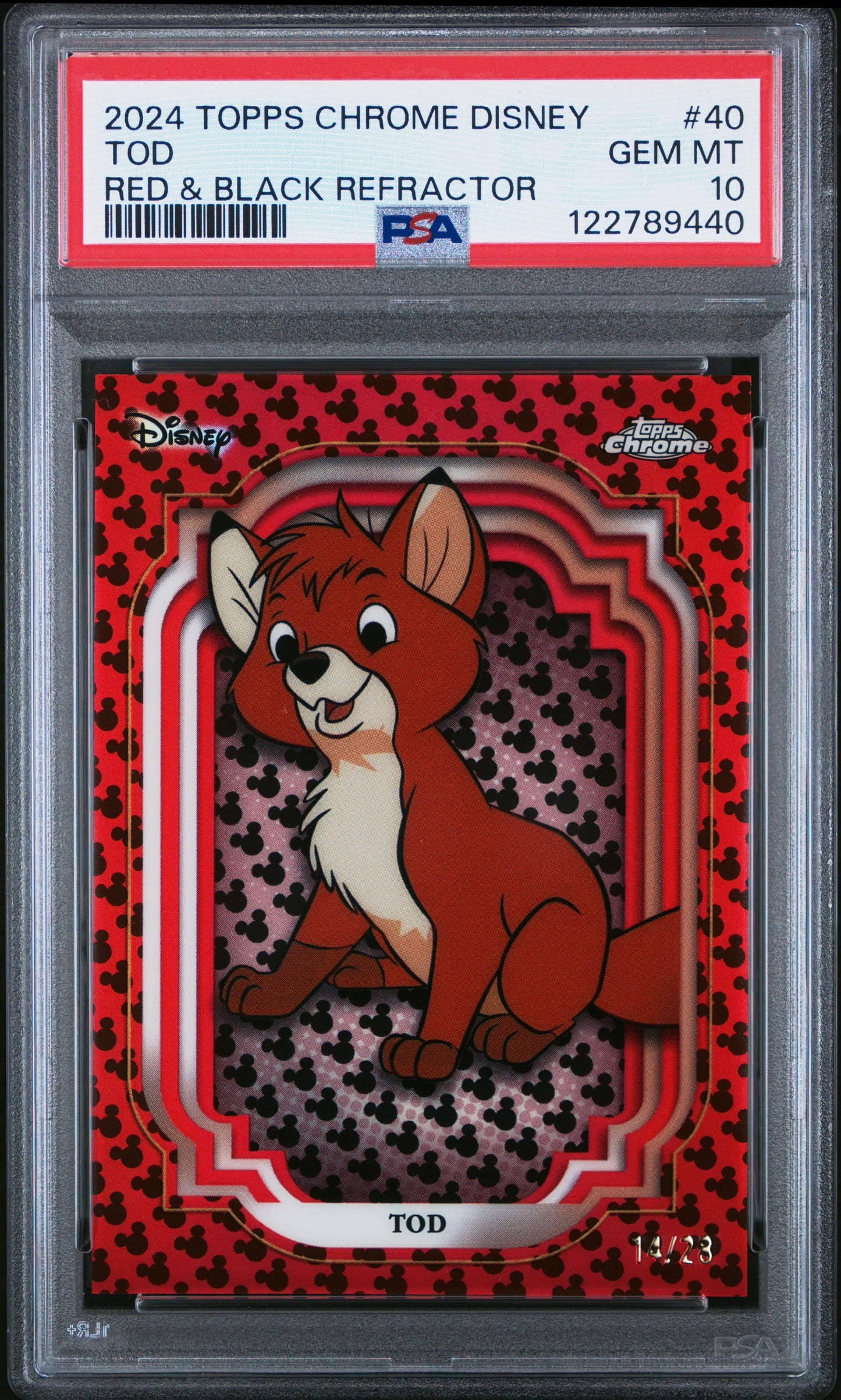 Rod 2024 Topps Chrome Disney Red and Black Refractor #14/28 PSA 10 Gem Mint