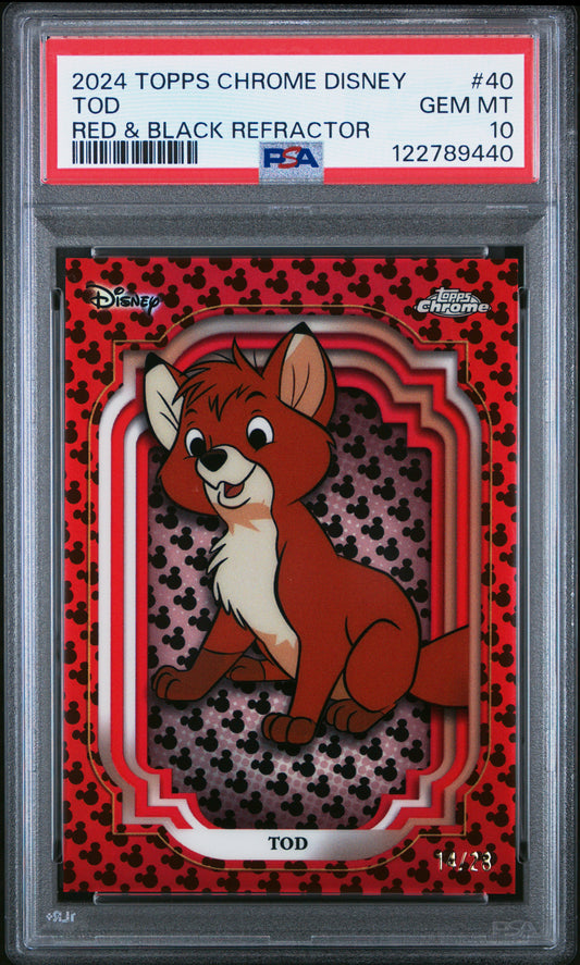 Rod 2024 Topps Chrome Disney Red and Black Refractor #14/28 PSA 10 Gem Mint