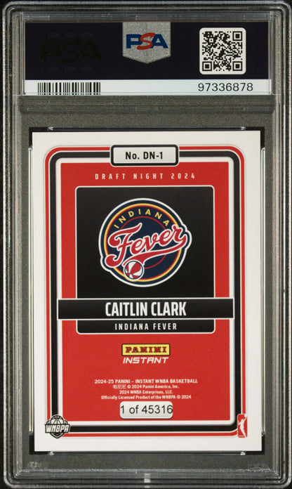 Caitlin Clark 2023 Panini Instant WNBA Draft Night PSA 10 Gem Mint 6878