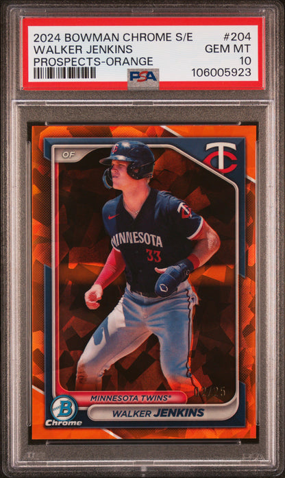 Walker Jenkins 2023 Bowman Chrome Sapphire Orange #2/25 PSA 10 Gem Mint