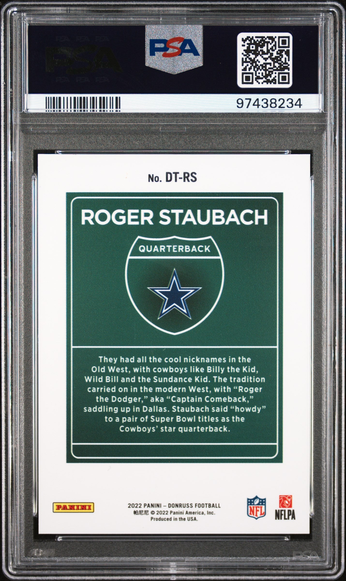 Roger Staubach 2022 Donruss Downtown PSA 9 Mint