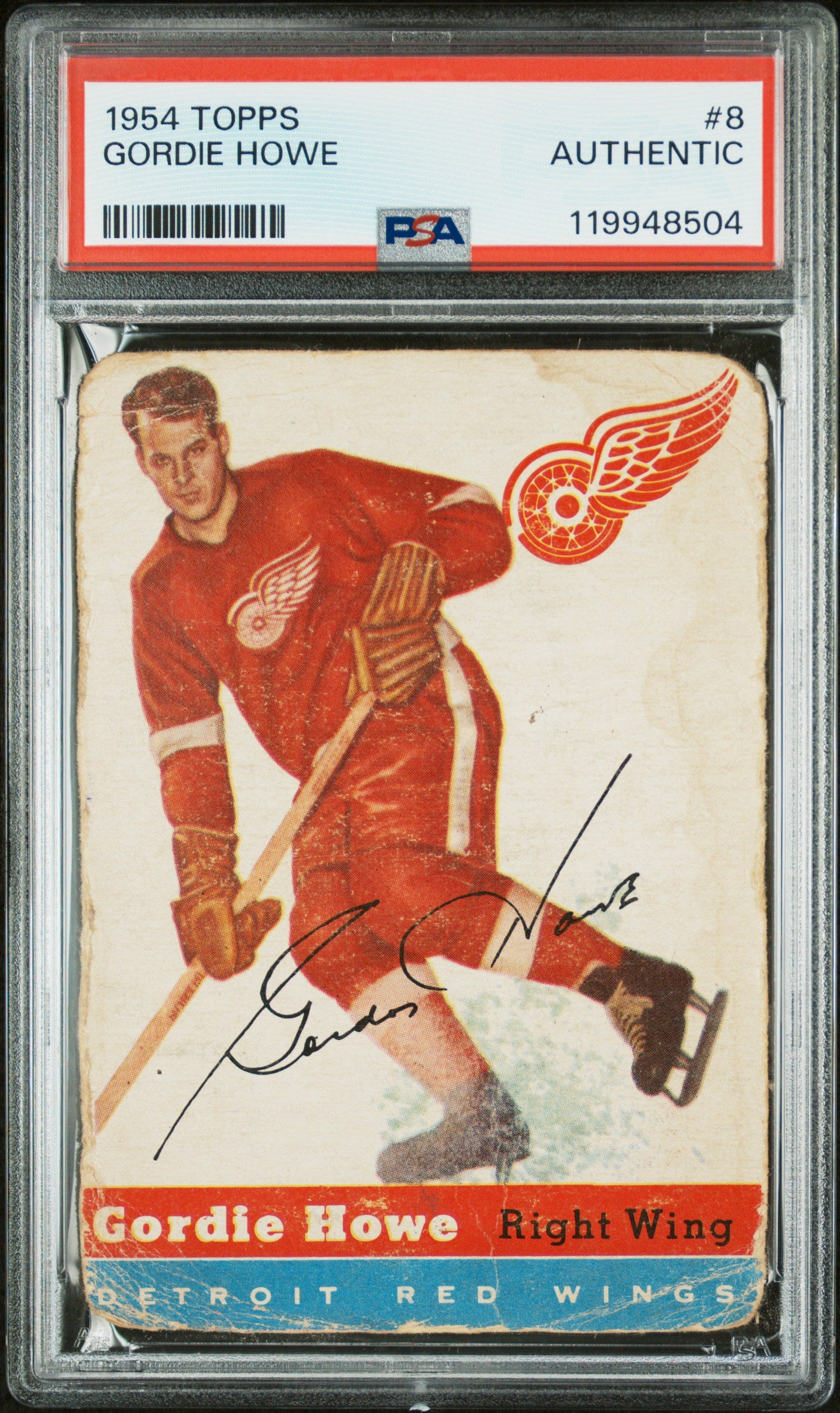 Gordie Howe 1954 Topps Rookie #8 PSA Authentic