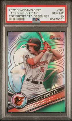 Jackson Holiday 2022 Bowmans Best Top Prospects Green Refractor #37/99 PSA 10 Gem Mint