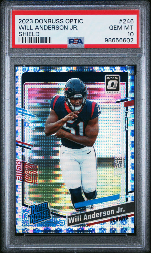 Will Anderson 2023 Donruss Optic Rookie #246 Shield Parallel #20/32 PSA 10 Gem Mint