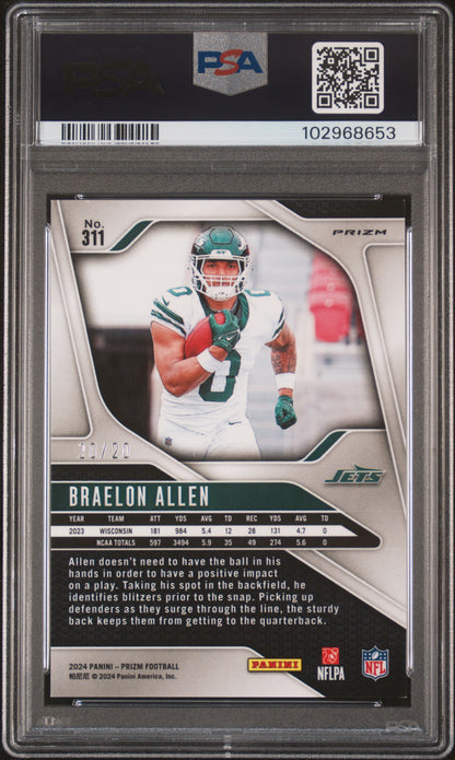 Braelon Allen 2024 Panini Prizm Red Choice #20/20 PSA 9 Mint