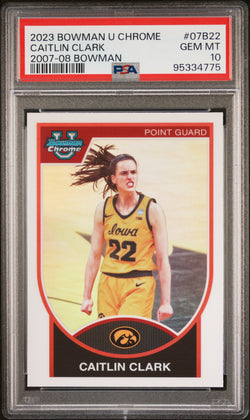 Caitlin Clark 2023 Bowman U Chrome 2007-08 Bowman PSA 10 Gem Mint