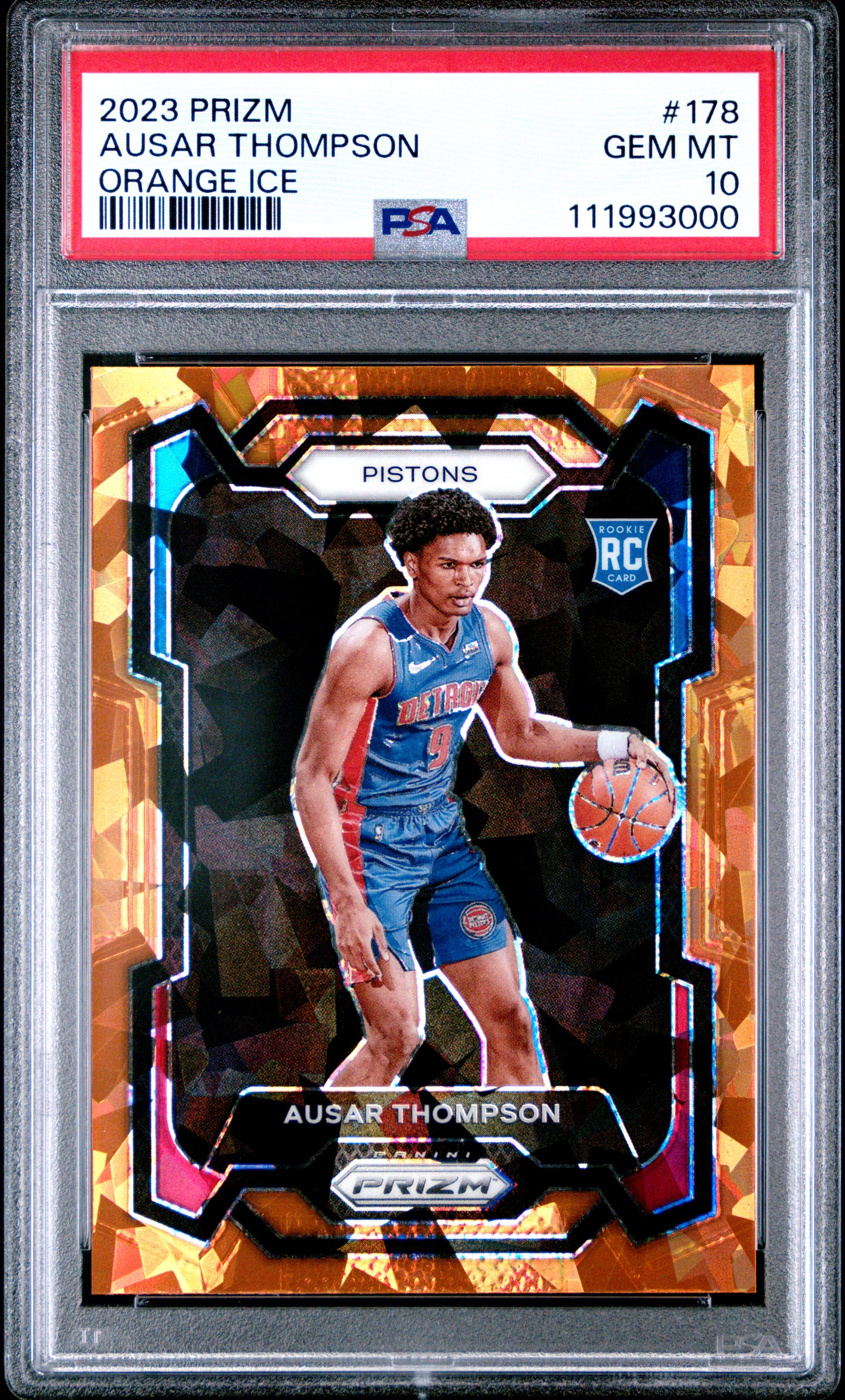 Ausar Thompson 2023 Panini Prizm Rookie #178 Orange Ice PSA 10 Gem Mint