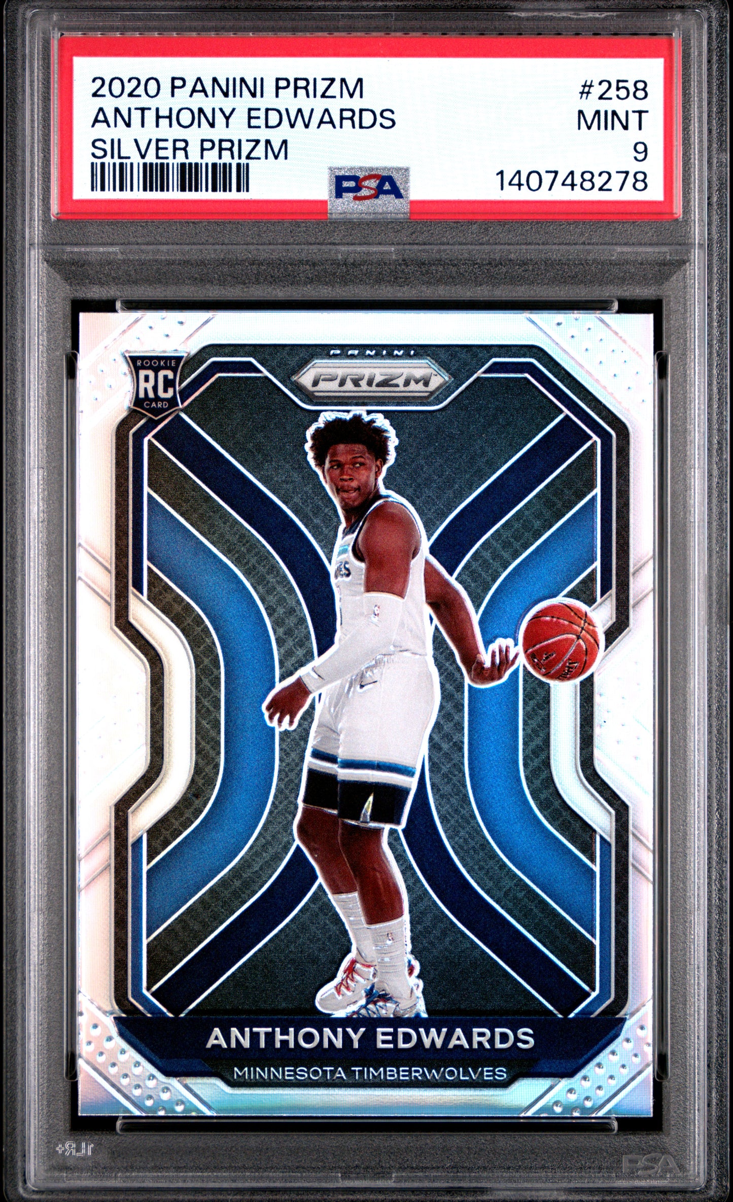 Anthony Edwards 2020 Panini Prizm Rookie #258 Silver Prizm PSA 9 Mint