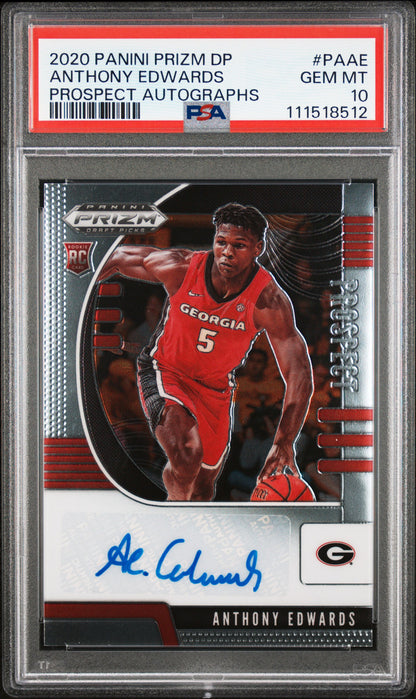 Anthony Edwards 2020 Panini Prizm Draft Picks Rookie Auto PSA 10 Gem Mint