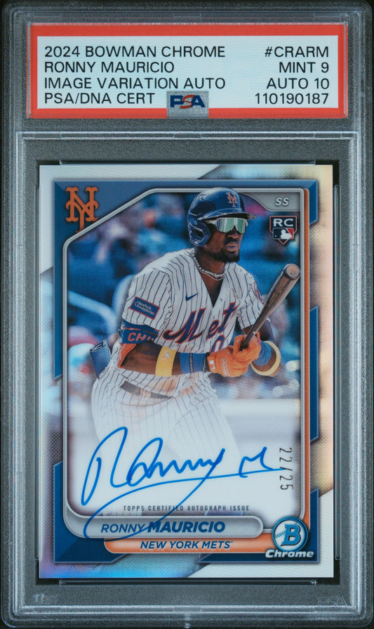 Ronny Mauricio 2024 Bowman Chrome Image Variation Auto #22/25 PSA 9 Auto 10