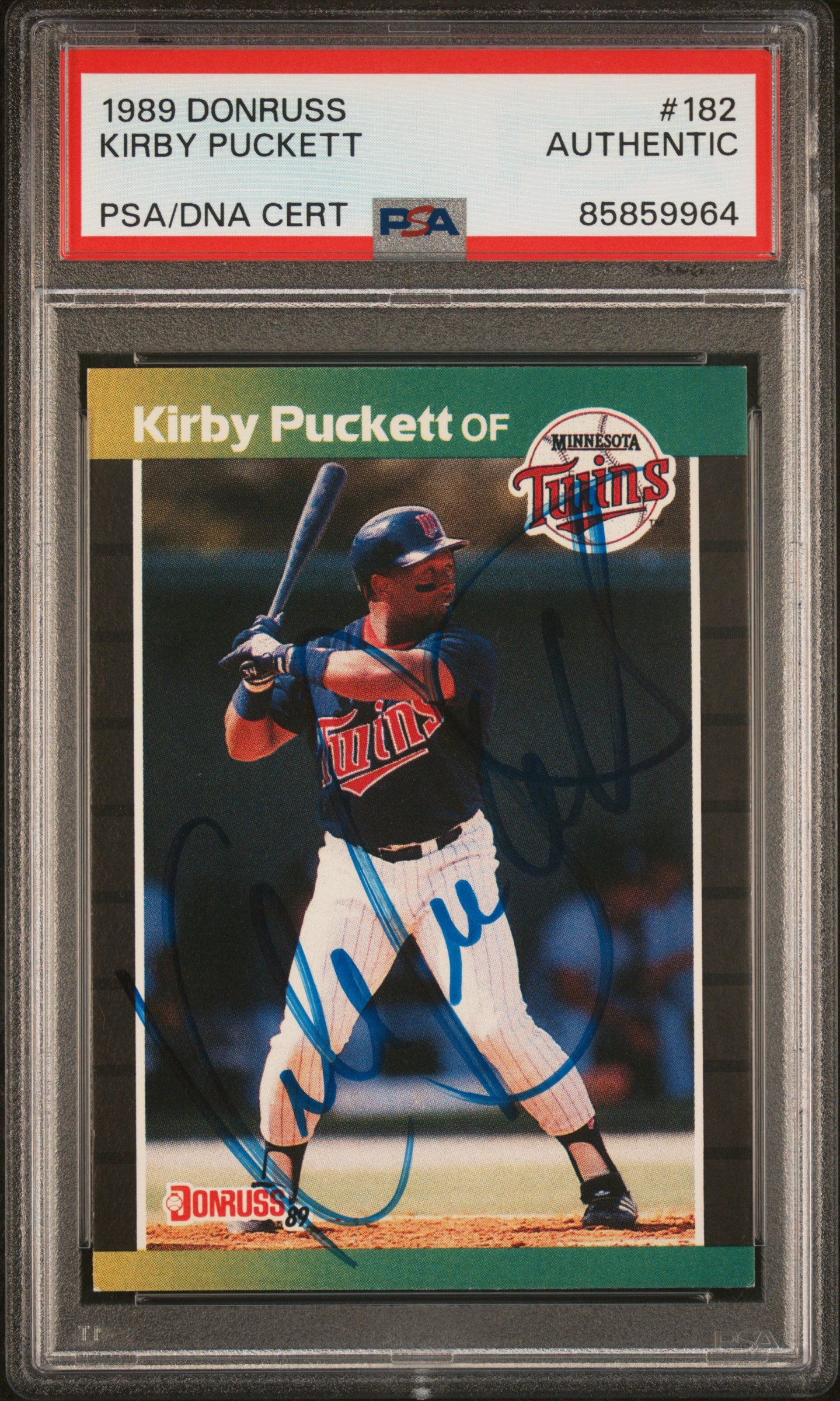 Kirby Puckett 1989 Donruss #182 Autograph PSA Authentic