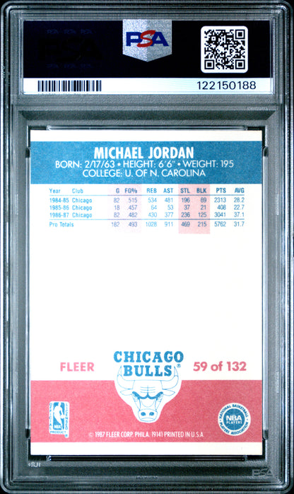 Michael Jordan 1987 Fleer #59 PSA 6 Ex-Mint 0188