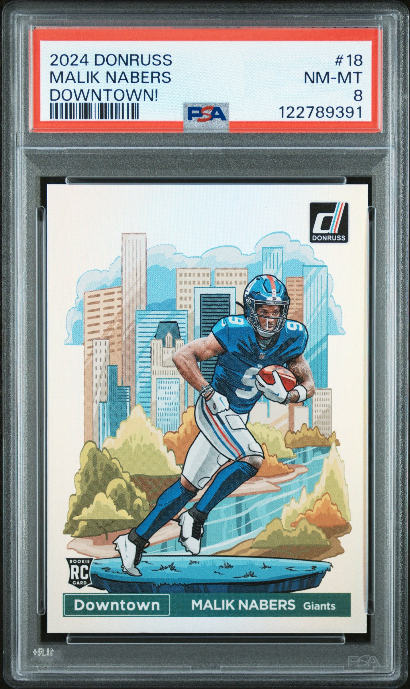 Malik Nabers 2024 Donruss Downtown Rookie PSA 8 Nm-Mint
