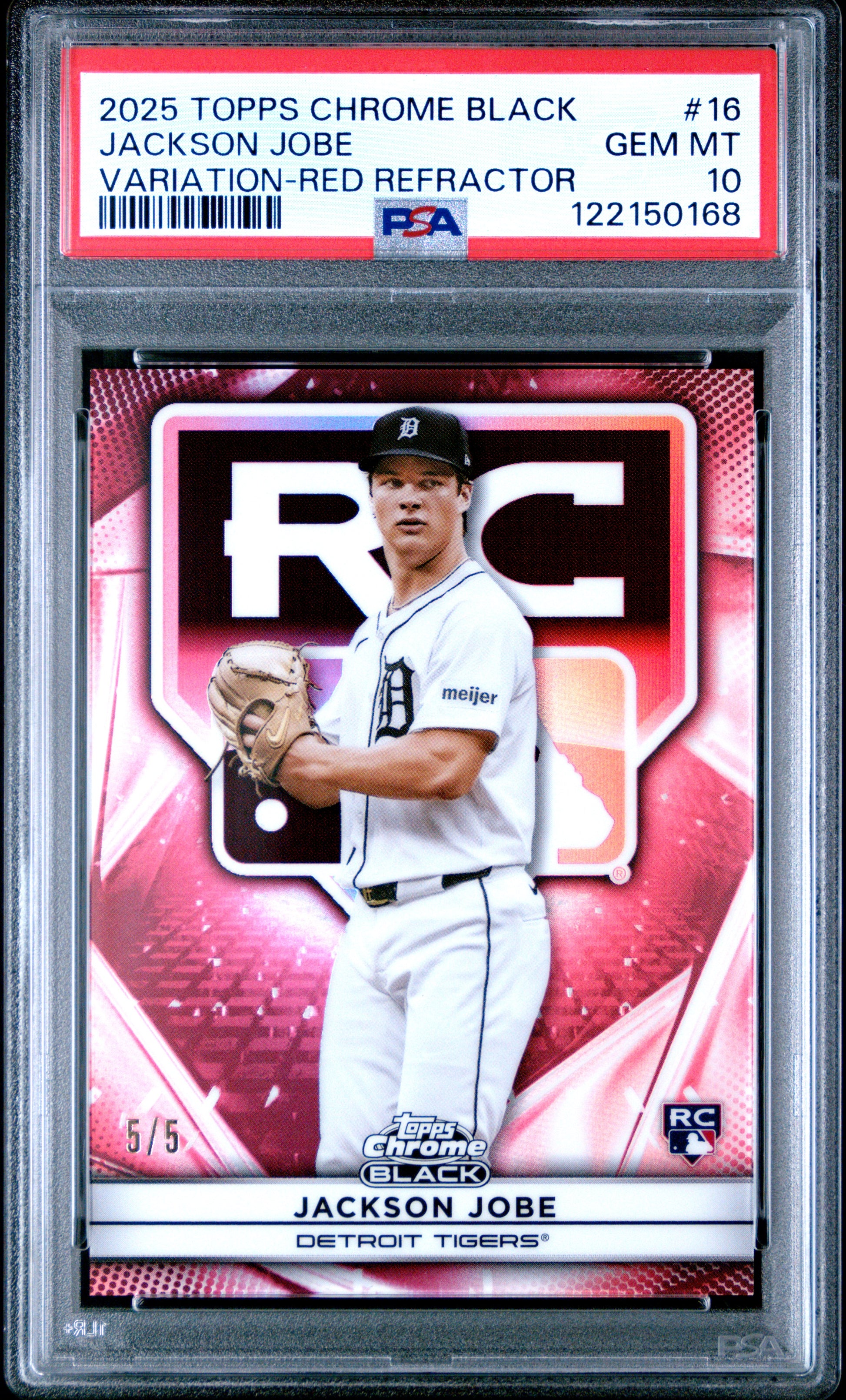 Jackson Jiobe 2025 Topps Chrome Black Variation Red Refractor #5/5 PSA 10 Gem Mint