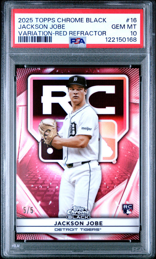 Jackson Jiobe 2025 Topps Chrome Black Variation Red Refractor #5/5 PSA 10 Gem Mint
