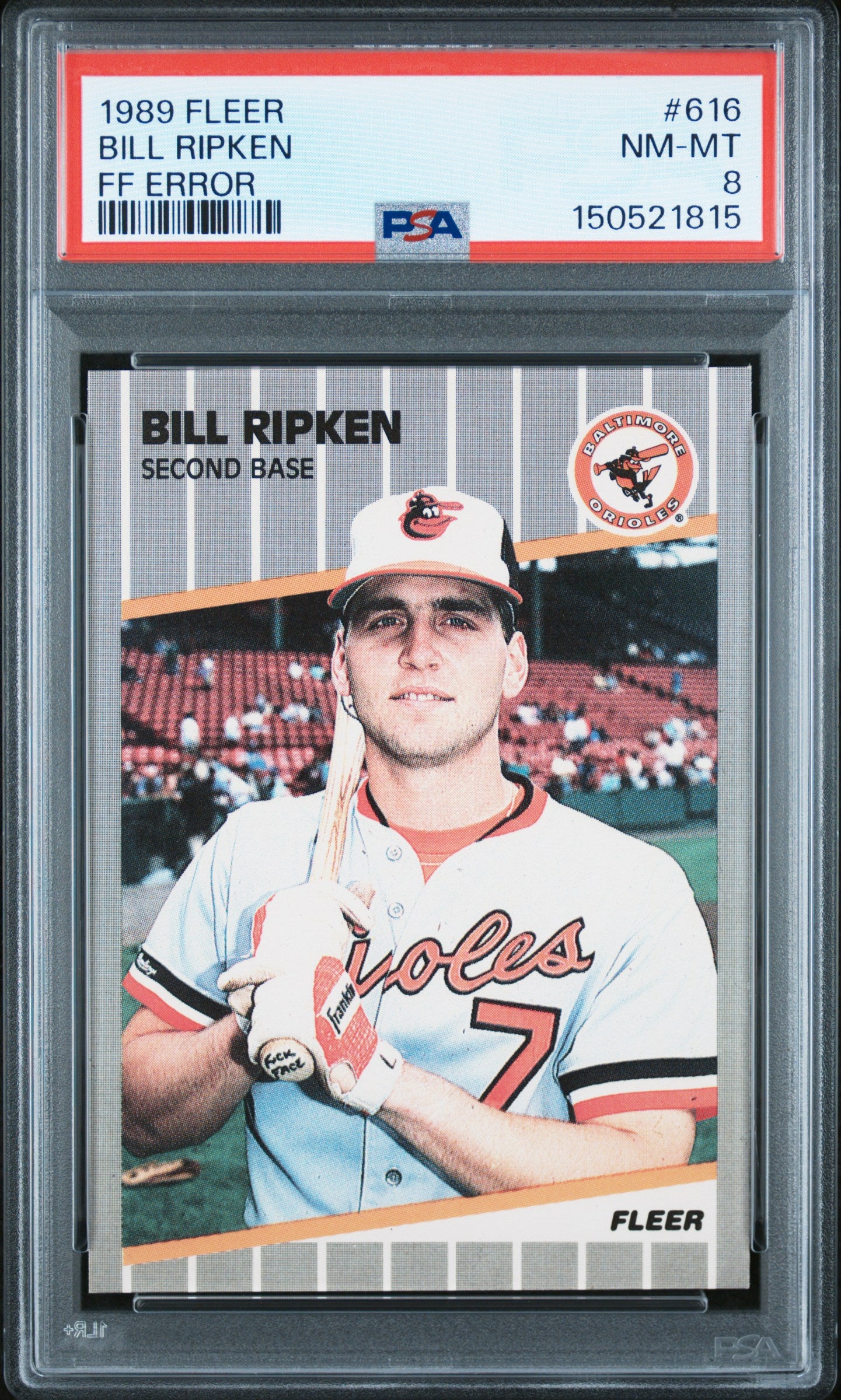 Bill Ripken 1989 Fleer #616 FF Error PSA 8 Nm-Mint 1815