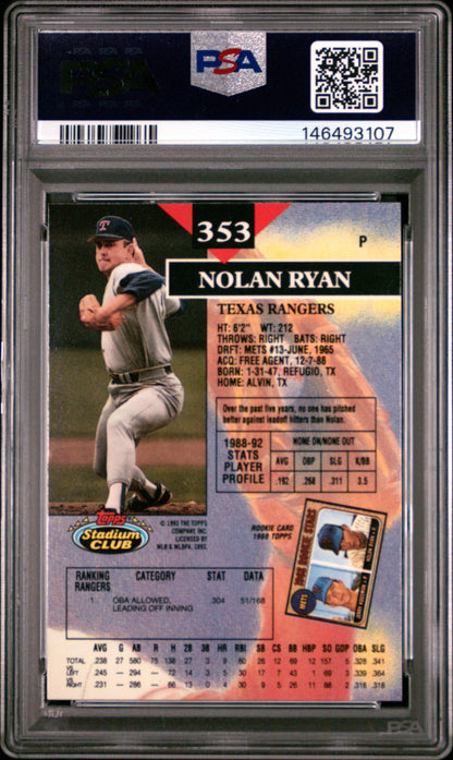 Nolan Ryan 1993 Topps Stadium Club #353 PSA 10 Gem Mint