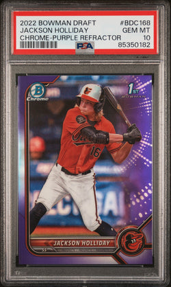 Jackson Holliday 2022 Bowman Chrome Purple Refractor #186/250 PSA 10 Gem Mint