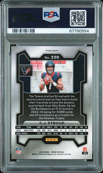 CJ Stroud 2023 Panini Prizm Rookie #339 Lazer Prizm PSA 10 Gem Mint