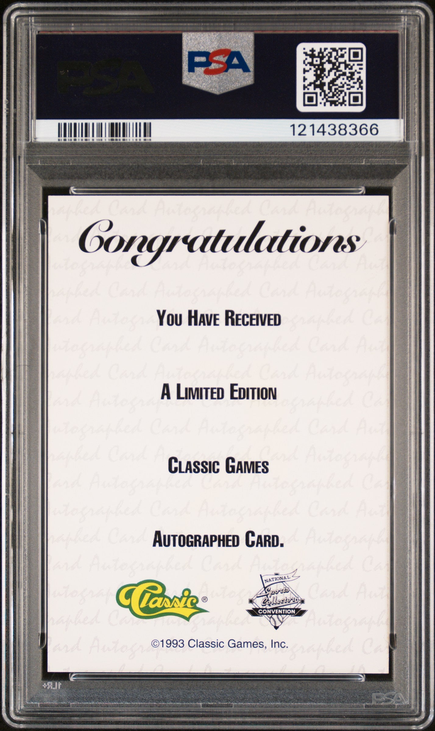 Chris Webber 1993 Classic National Convention Auto PSA 10 Auto 9