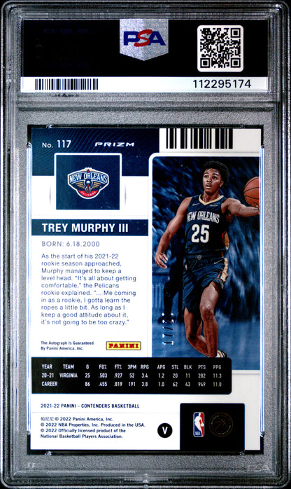 Trey Murphy III 2021 Panini Contenders Blue Shimmer Auto #17/20 PSA 9 Mint