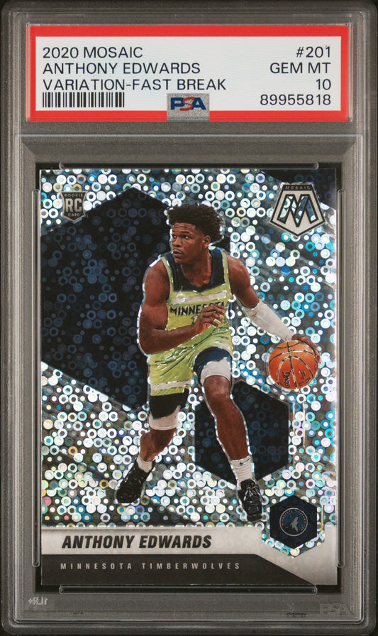 Anthony Edwards 2020 Panini Mosaic Rookie #201 Fast Break Variation PSA 10 Gem Mint