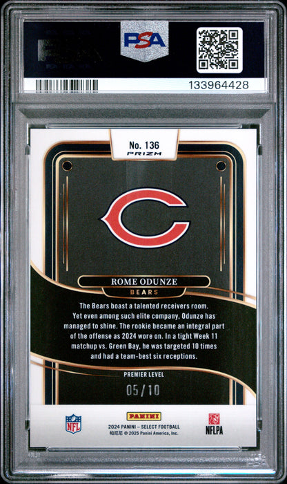 Rome Odunze 2024 Panini Select Rookie #136 Gold Dragon Scale #5/10 PSA 10 Gem Mint