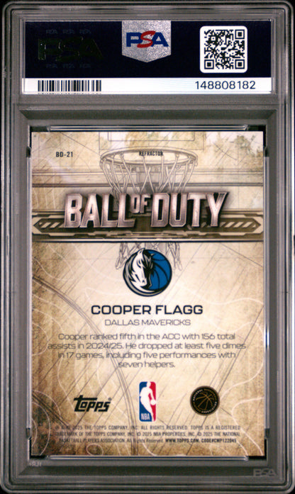Cooper Flagg 2025 Topps Chrome Ball of Duty Refractor PSA 10 Gem Mint