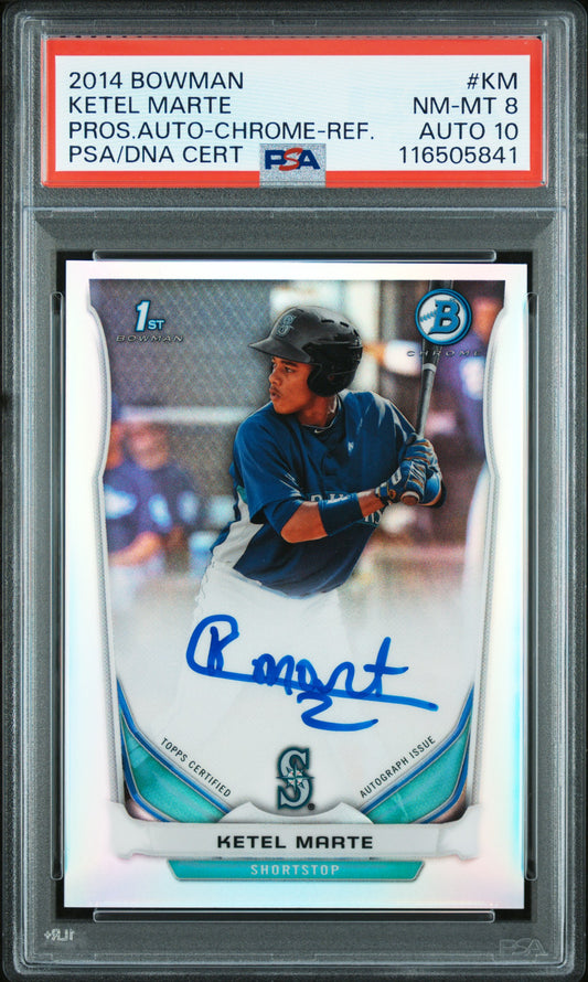 Ketel Marte 2014 Bowman Chrome Refractor Auto #379/500 PSA 8 Auto 10