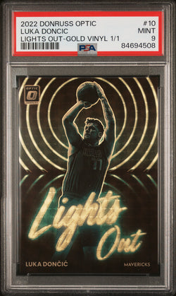 Luka Doncic 2022 Donruss Optic Lights Out Gold Vinyl 1/1 PSA 9 Mint