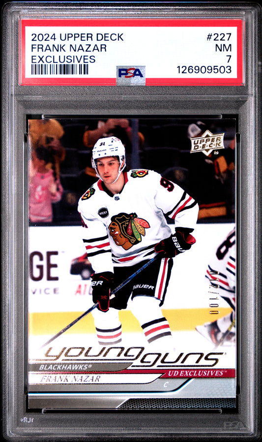 Frank Nazar 2024 Upper Deck Rookie #227 Exclusives #12/100 PSA 7 Near Mint