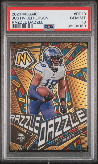 Justin Jefferson 2023 Panini Mosaic Razzle Dazzle #RD10 PSA 10 Gem Mint